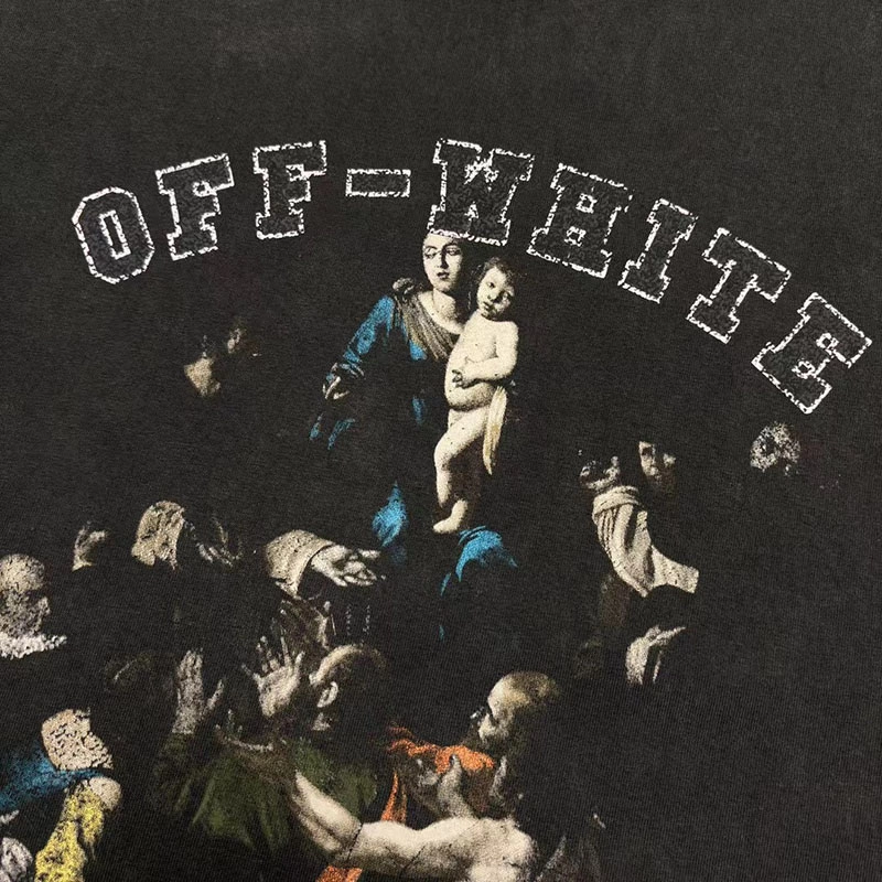 off-white caravaggio mary faded print t-shirt
